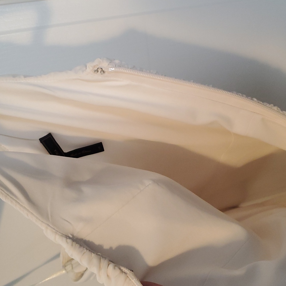 BCBGMaxAzria One-Shoulder Cream Ruched Dress - Picture 8 of 9